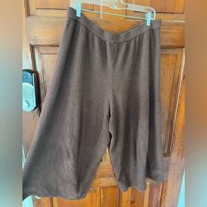 MONKI Brown Teddy Fleece Lounge Pants | Cozy Bouclé Wide Leg Pull-On XL